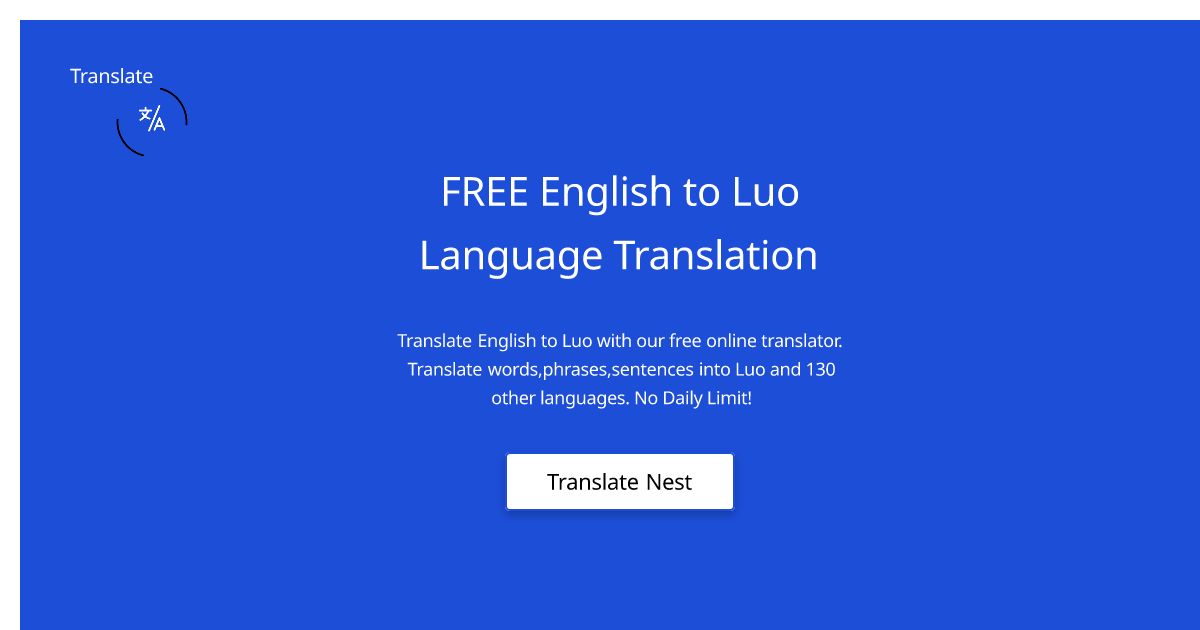 FREE English to Luo Language Translation